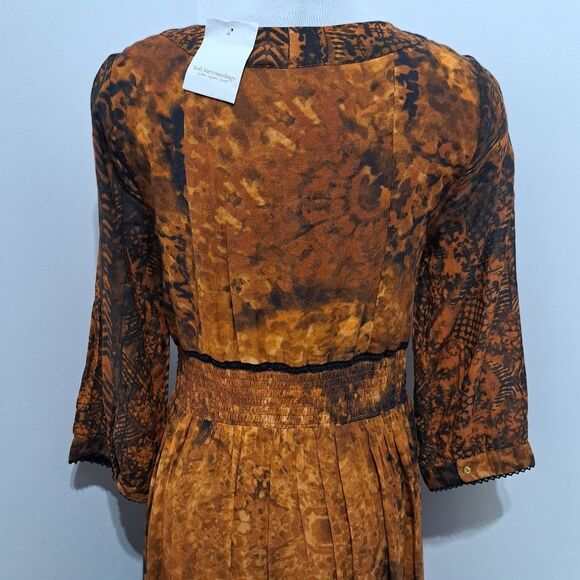 Soft Sorroundings Venetian Batik Patterned Boho Midi Dress Orange Size 4 NWT - Picture 13 of 17